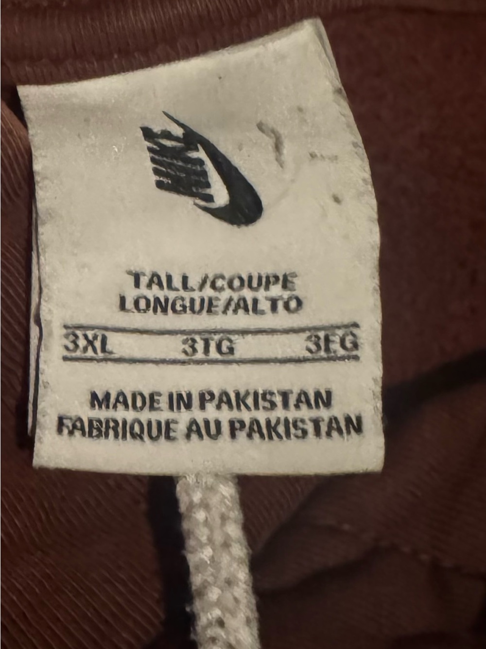 Nike Men's Dark Maroon Hoodie with White Swoosh - Picture 3 of 3